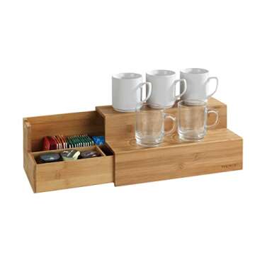Bamboo Tea Bag Organizer with Drawer for Kitchen