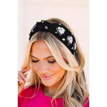 MOLOCH Halloween Knotted Headband for Women CrystalGhost Pumpkin Candy Corn Spider Web Headband Party Costume Hair Accessories Gift