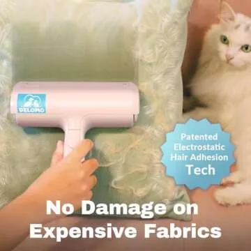 DELOMO Pet Hair Remover Roller - Dog & Cat Fur Remover with Self-Cleaning Base - Efficient Animal Ha...
