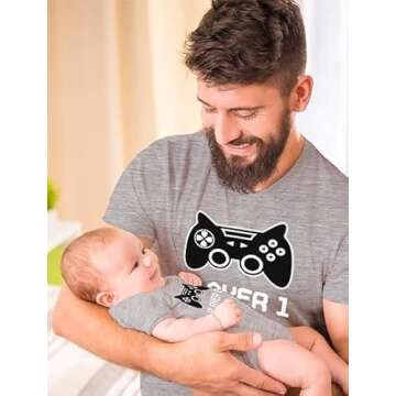 Tstars Gamer Dad and Baby Matching Outfits Gifts for New Dads Player 1 & Player 2 Funny Fathers Day ...