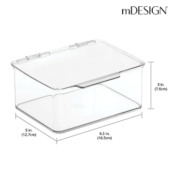 mDesign Plastic Playroom Storage Organizer Bins with Hinged Lid