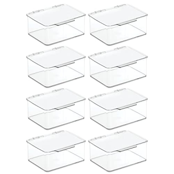 mDesign Plastic Playroom Storage Organizer Bins with Hinged Lid