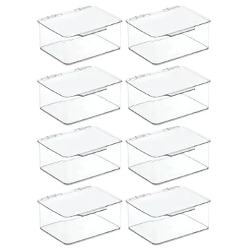 mDesign Plastic Playroom Storage Organizer Bins with Hinged Lid