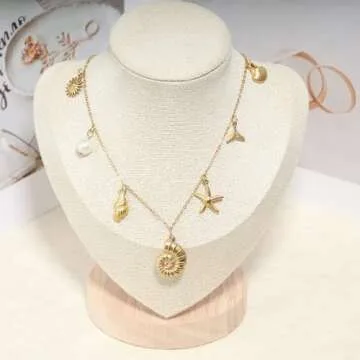 SELSHE 14k Gold Plated Beach Charm Necklace for Women