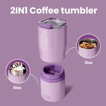 BOTTLE BOTTLE Stainless Steel Tumblers with Handle, Insulated Tumblers with 2 Lids, 22oz 2IN1 Coffee...