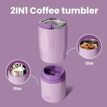 BOTTLE BOTTLE Stainless Steel Tumblers with Handle, Insulated Tumblers with 2 Lids, 22oz 2IN1 Coffee...