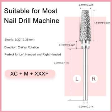 BQAN 5-in-1 Pro Upgraded Nail Drill Bit Fast Remove Acrylic Gel Nail for Manicure, Tungsten Drill Bi...