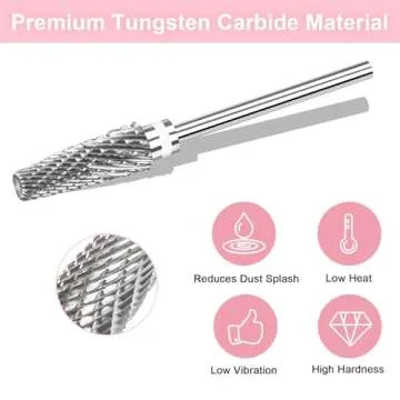 BQAN 5-in-1 Pro Upgraded Nail Drill Bit Fast Remove Acrylic Gel Nail for Manicure, Tungsten Drill Bit 3/32" Shank Size XC+M+3XF (Silver)