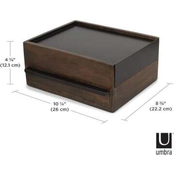 Umbra Stowit Jewelry Box - Modern Keepsake Storage Organizer with Hidden Compartment Drawers for Rin...