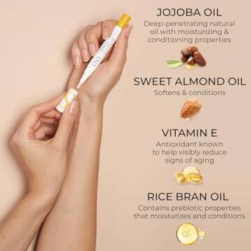 CND SolarOil Essential Care Pen, Moisturizes and Conditions Nails, Natural Blend Of Jojoba, Vitamin E, Rice Bran and Sweet Almond Oils, Pack Of 1, 0.08 oz. (Packaging may vary)