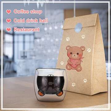 2 Pcs Cute Bear Mugs Insulated Double Wall Glass Bear Cups Animal Tea Milk Juice Chocolate Cappuccino Cups Home Glass Mugs for Birthday Gifts Valentine's Day to Lover(White, Pink)