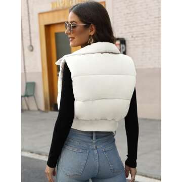 Gihuo Women's Lightweight Cropped Puffer Vest Jacket