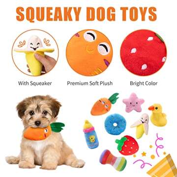 Toozey 12 Pack Puppy Teething Toys for Small Dogs - Plush Squeaky & Rope Chew Set Bundle, Safe Durab...