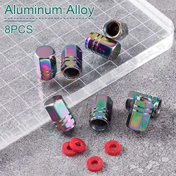 OIIKI 8PCS Durable Aluminum Tire Valve Caps for Cars