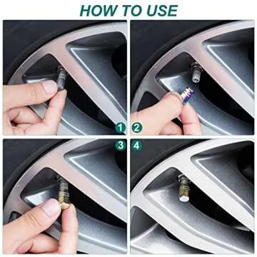 OIIKI 8PCS Durable Aluminum Tire Valve Caps for Cars