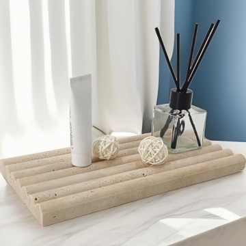 Jusmioke Natural Travertine Marble Tray - Elegant & Versatile