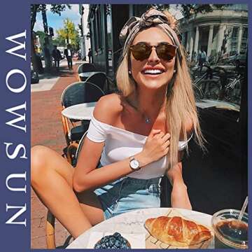 WOWSUN Polarized Sunglasses for Women Vintage Round Mirrored Lens (Yellow leopard frame brown lens)