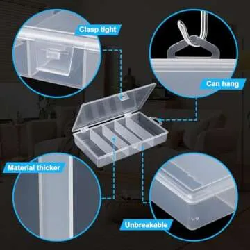 SBYURE 2 Pack 5 Grid Clear Plastic Fishing Tackle Storage Box Jewelry Making Findings Organizer Box Container Case Utility Box,7x4.3x1.2inch