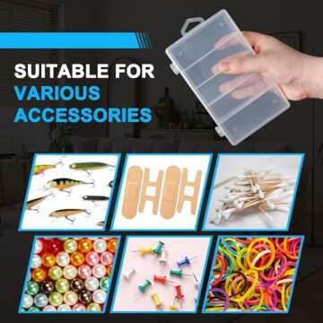 SBYURE 2 Pack 5 Grid Clear Plastic Fishing Tackle Storage Box Jewelry Making Findings Organizer Box Container Case Utility Box,7x4.3x1.2inch
