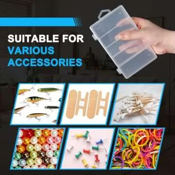 SBYURE 2 Pack 5 Grid Clear Plastic Fishing Tackle Storage Box Jewelry Making Findings Organizer Box Container Case Utility Box,7x4.3x1.2inch