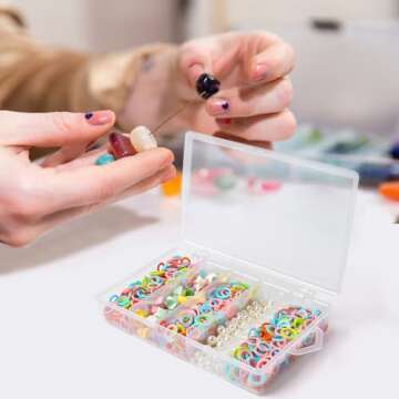 SBYURE 2 Pack 5 Grid Clear Plastic Fishing Tackle Storage Box Jewelry Making Findings Organizer Box Container Case Utility Box,7x4.3x1.2inch