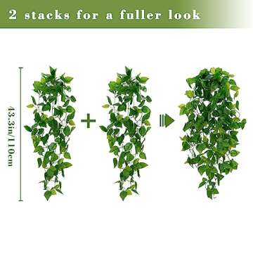 BLEUM CADE Fake Hanging Plants, 2pcs Artificial Hanging Plant, Faux Pothos Vines Hanging Plant Green...