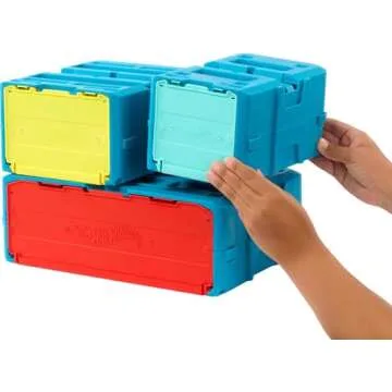 Hot Wheels Toy Car Track Set, Track Builder Playset Flame Stunt Pack with 16 Component Parts & 1:64 Scale Vehicle in Modular Storage Container