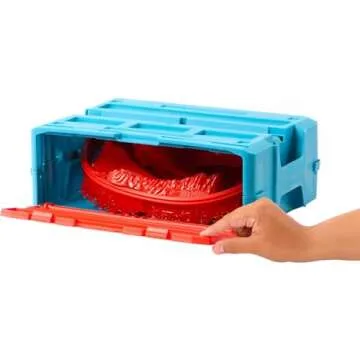 Hot Wheels Toy Car Track Set, Track Builder Playset Flame Stunt Pack with 16 Component Parts & 1:64 Scale Vehicle in Modular Storage Container