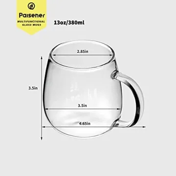 Paisener Clear Glass Coffee Cups Set of 4