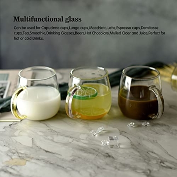 Paisener Clear Glass Coffee Cups Set of 4