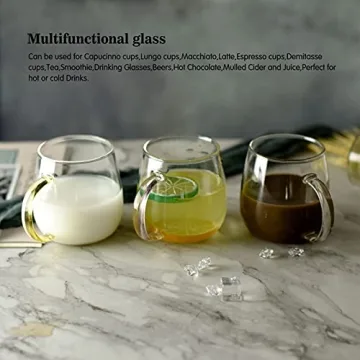 Paisener Clear Glass Coffee Cups Set of 4