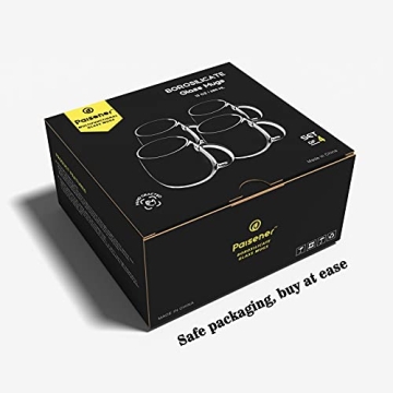 Paisener Clear Glass Coffee Cups Set of 4