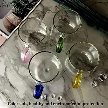 Paisener Clear Glass Coffee Cups Set of 4