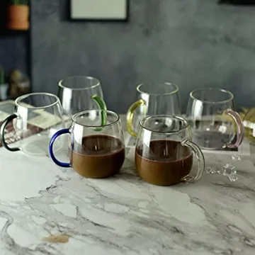 Paisener Clear Glass Coffee Cups Set of 4
