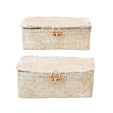 Stylish Hand-Woven Seagrass Storage Boxes Set of 2