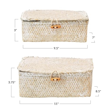 Stylish Hand-Woven Seagrass Storage Boxes Set of 2