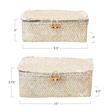 Stylish Hand-Woven Seagrass Storage Boxes Set of 2
