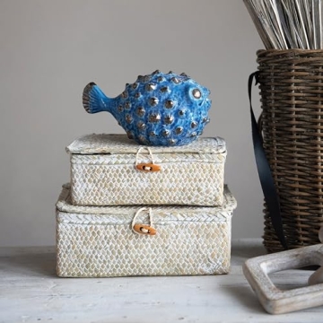 Stylish Hand-Woven Seagrass Storage Boxes Set of 2