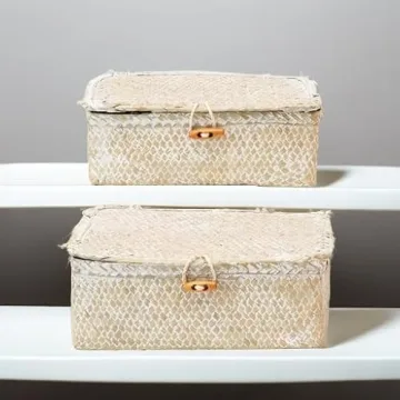 Stylish Hand-Woven Seagrass Storage Boxes Set of 2