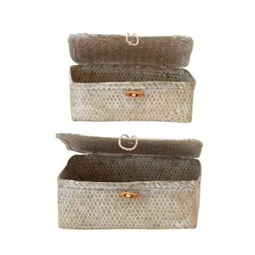 Stylish Hand-Woven Seagrass Storage Boxes Set of 2