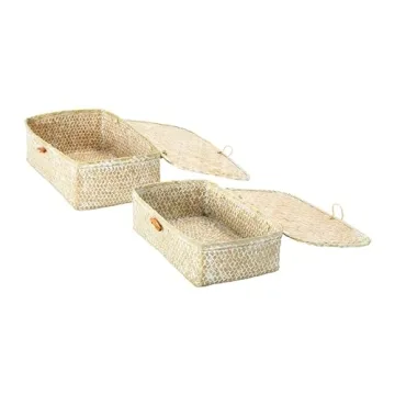 Stylish Hand-Woven Seagrass Storage Boxes Set of 2
