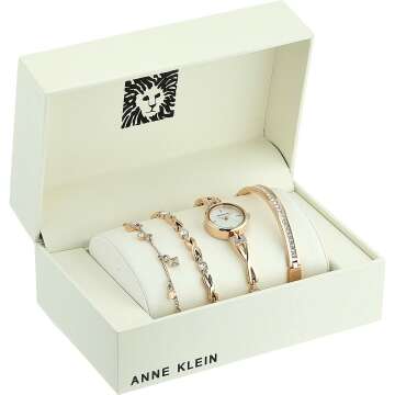 Anne Klein Crystal Watch & Bracelet Set for Women