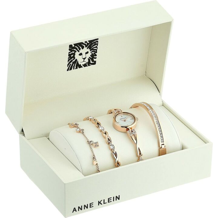 Anne Klein Crystal Watch & Bracelet Set for Women