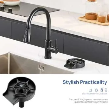 J-HVA Glass Rinser - Bottle Washer, Kitchen Sink Cup Rinser, Faucet Glass Washer Cleaner Attachment Accessory for Bar Sink, Matte Black Stainless