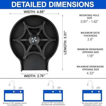 J-HVA Glass Rinser - Bottle Washer, Kitchen Sink Cup Rinser, Faucet Glass Washer Cleaner Attachment Accessory for Bar Sink, Matte Black Stainless