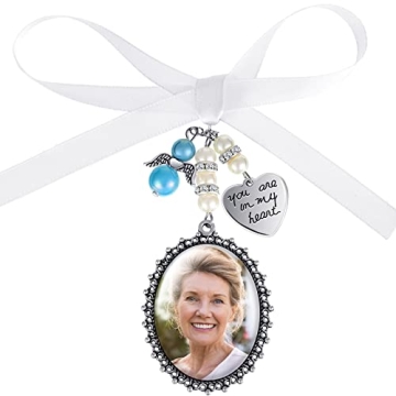 Hicarer Wedding Bouquet Photo Charms Bridal Bouquet Charms for Wedding Memory Bridal Angel Lacy Oval...