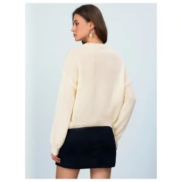 Chic Bow Print Oversized Sweater for Women Fashion