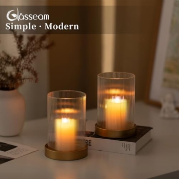 Glasseam Elegant Hurricane Candle Holders Set for Decor