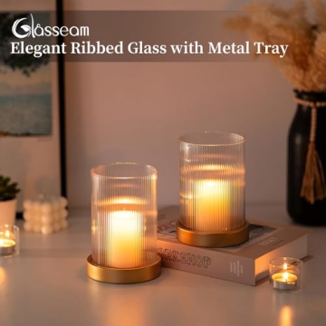 Glasseam Elegant Hurricane Candle Holders Set for Decor