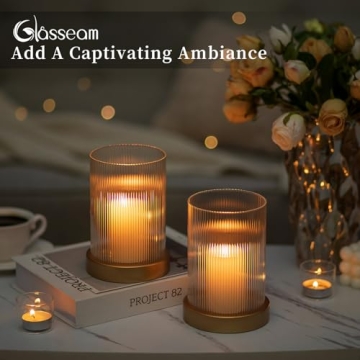 Glasseam Elegant Hurricane Candle Holders Set for Decor